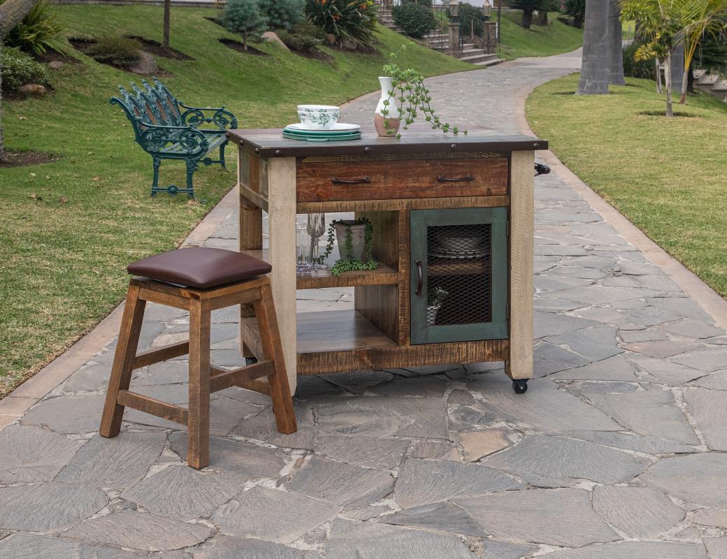 Faux Leather Seat 24" Swivel Stool