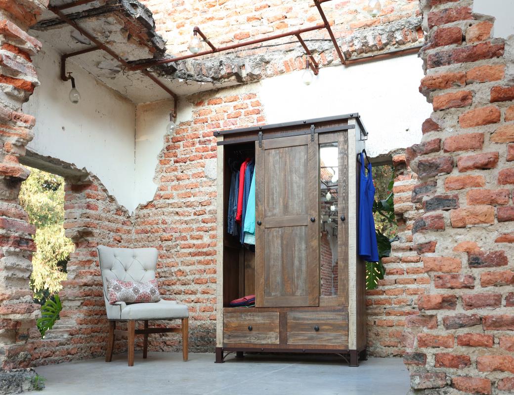 2 Drawer, 1 Sliding Door, 1 Mirror Door Armoire