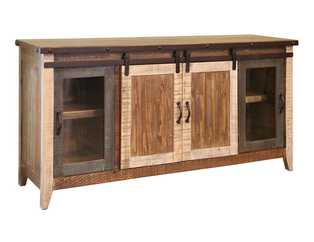 2 Glass Doors 2 Sliding Doors 70" TV Stand