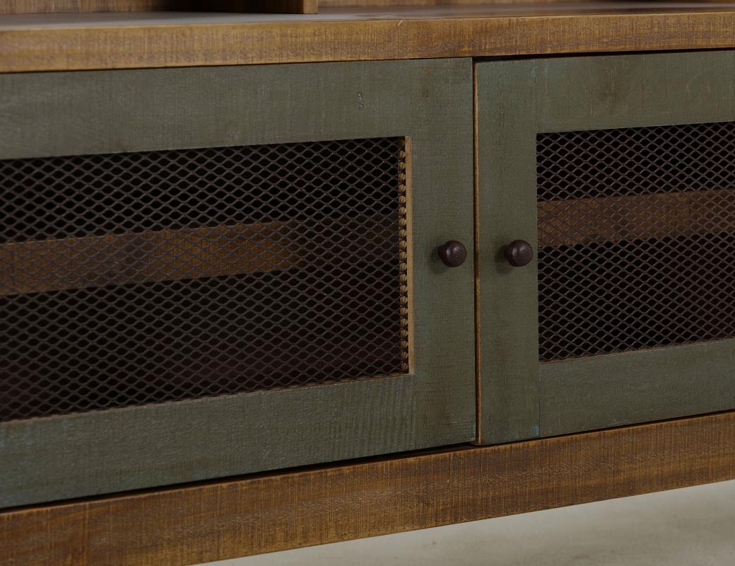 3 Drawer, 2 Iron Mesh Doors 62" TV Stand