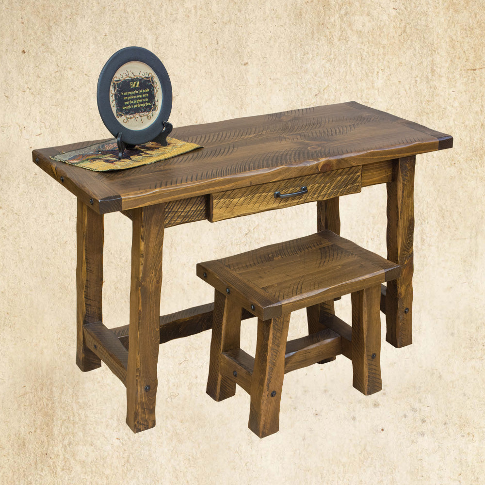 Hand Hewn Student Desk with Bench