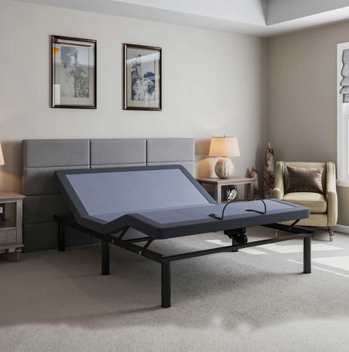 Adjustable Bed base in a bedroom